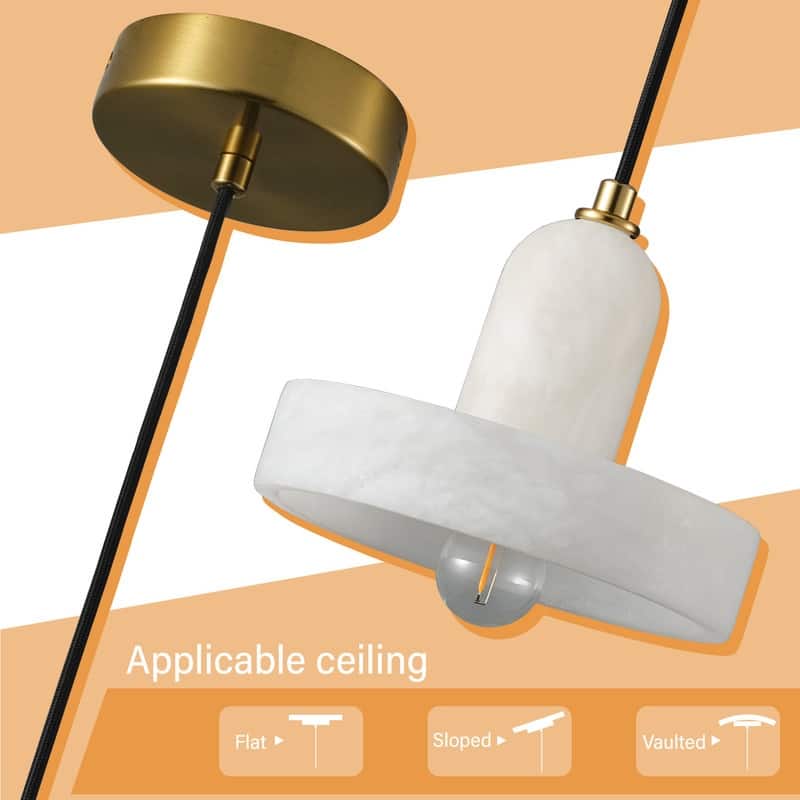 Alabaster Pendant Light for 7.9" Spanish Marble Shade Hanging Light Fixture
