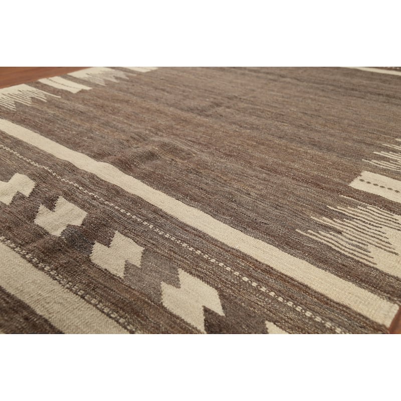 Nomadic Flat Weave Kilim Persian Area Rug Hand-Knotted Wool Carpet - 5'5"x 8'1"