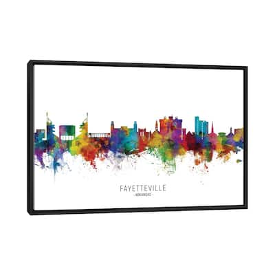 iCanvas "Fayetteville Arkansas Skyline" by Michael Tompsett Framed Canvas Print