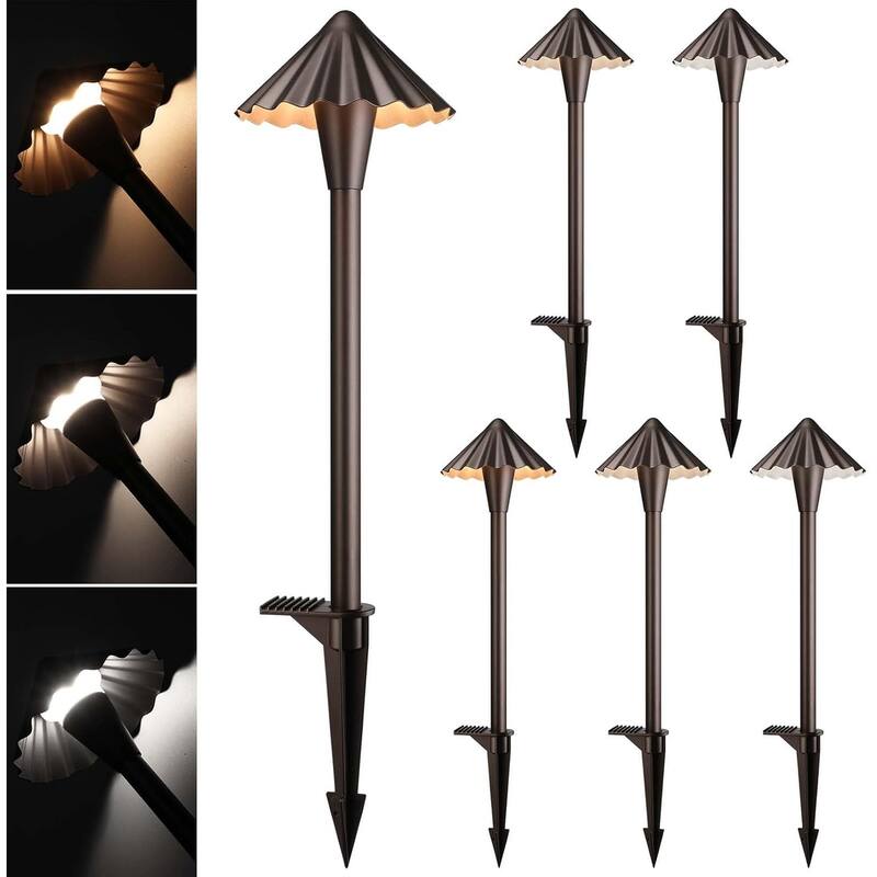 Low Voltage Pathway Landscape Lights, 12-24V AC/DC, IP65 Outdoor Walkway Light, Aluminum - Ruffles Head