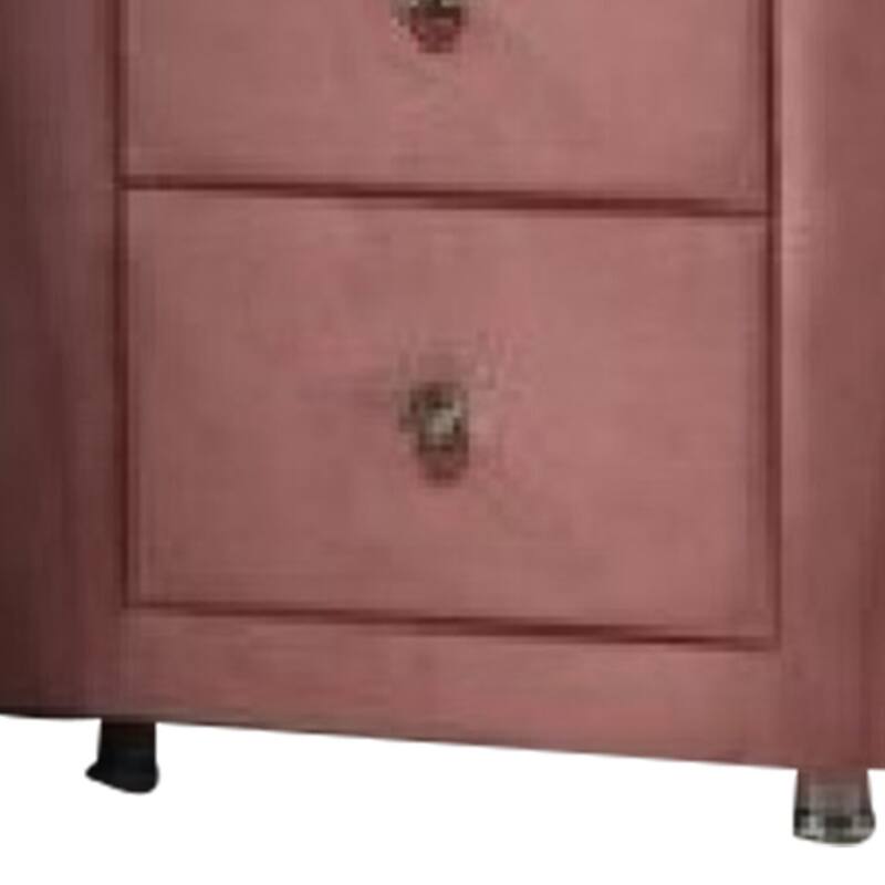 Pink 2 Drawer 19 in. W Nightstand with Soft Velvet Upholstery