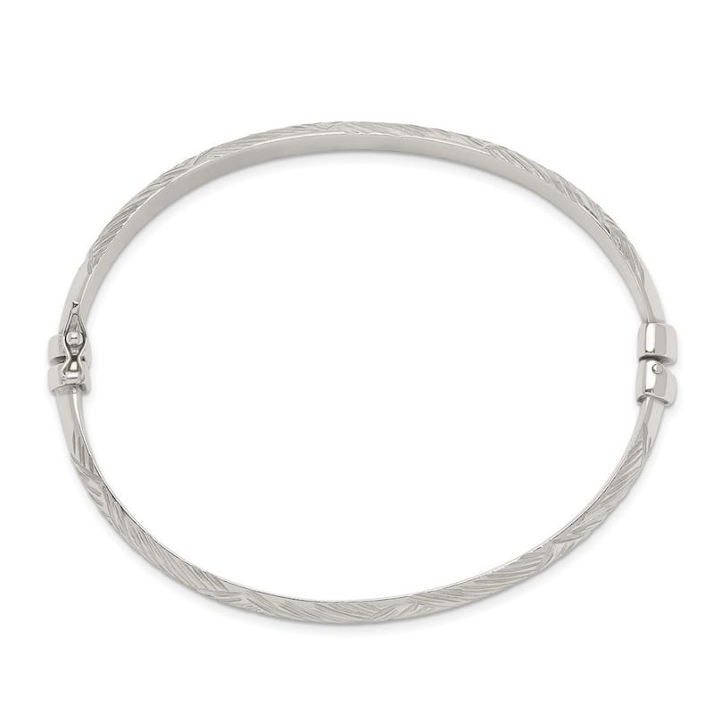 Curata 925 Sterling Silver 7.5mm Diamond-cut Bangle Bracelet 5mm Hoop Earrings Set