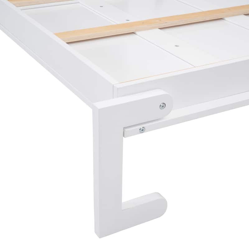 Queen Size Murphy Bed Cabinet with Dual-Piston Lift, Space-Saving Foldable Wall Bed Frame w/Slatted Base Guest Room Home Office