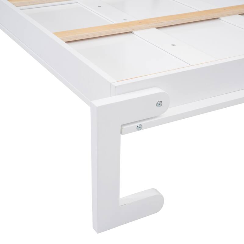 Space-Saving Queen Size Wall Bed with Flexible Slats, White/Gray