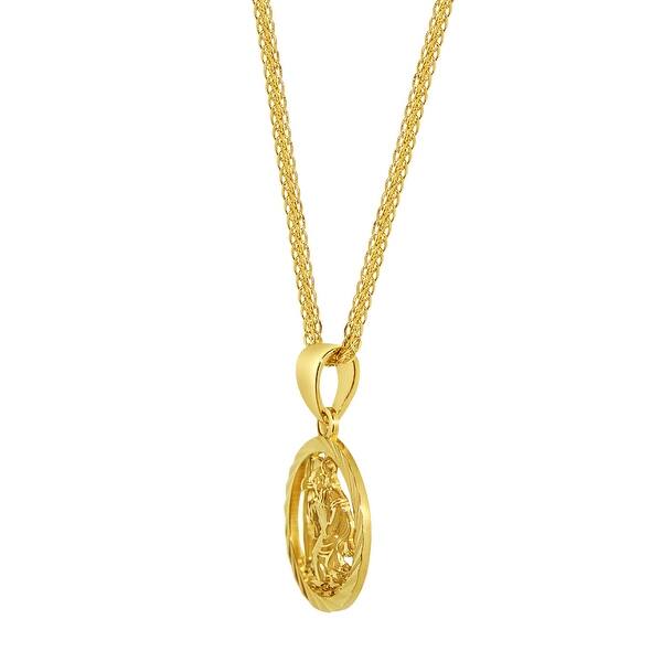 14K Yellow Gold Egyptian Ankh Cross Religious Charm Pendant with 0.8mm Box Chain Necklace 