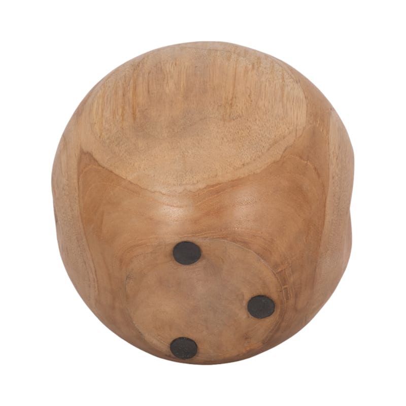 Sagebrook Home Natural Teak Wood 8" Round Candle - Warm Indoor Ambiance - 7" x 7" x 7"