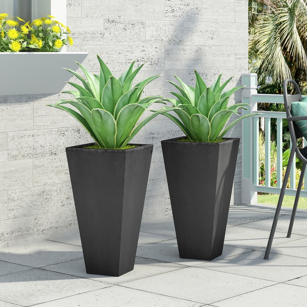 Ella Outdoor Cast Stone Outdoor Planters by Christopher Knight Home
