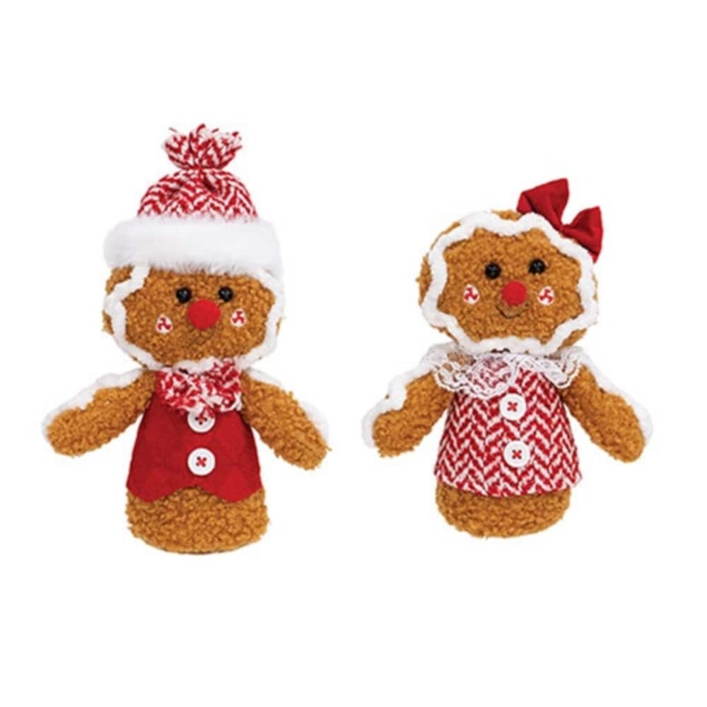 Mr. & Mrs. Gingerbread Plush Shelf Sitters, 2 Asstd - 5.50" x 2.50" x 6.75"