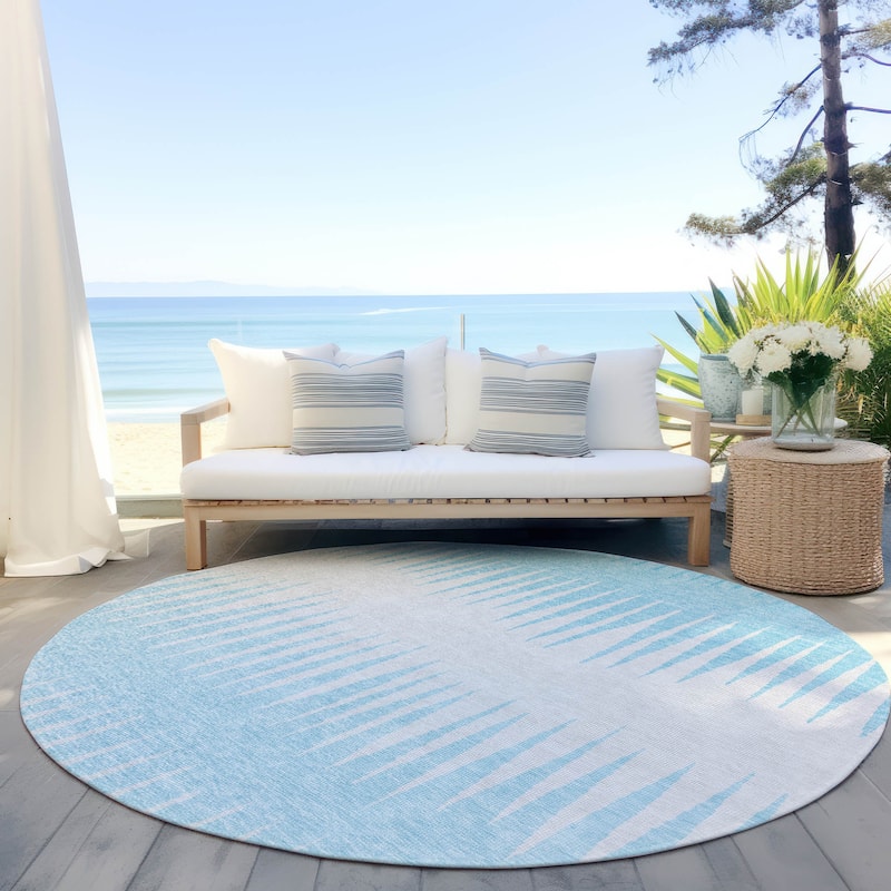 Machine Washable Indoor/ Outdoor Chantille Ombre Contemporary Rug - Sky - 8' x 8'