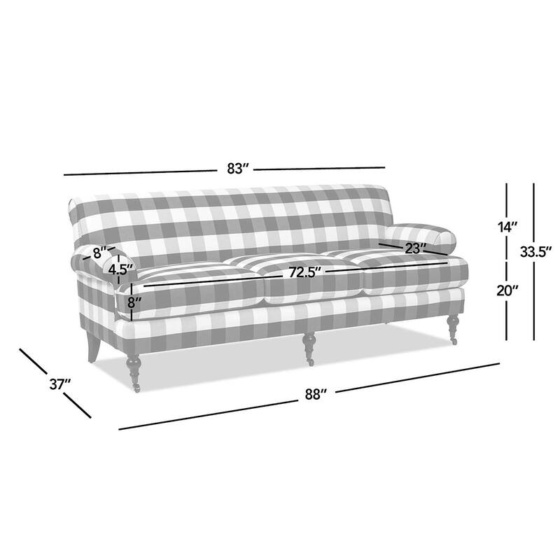 Alana Lawson 88 Inch Living Room Sofa – Three Cushion Couch with Rolled Arms and Tight Back – Minimal Assembly Required