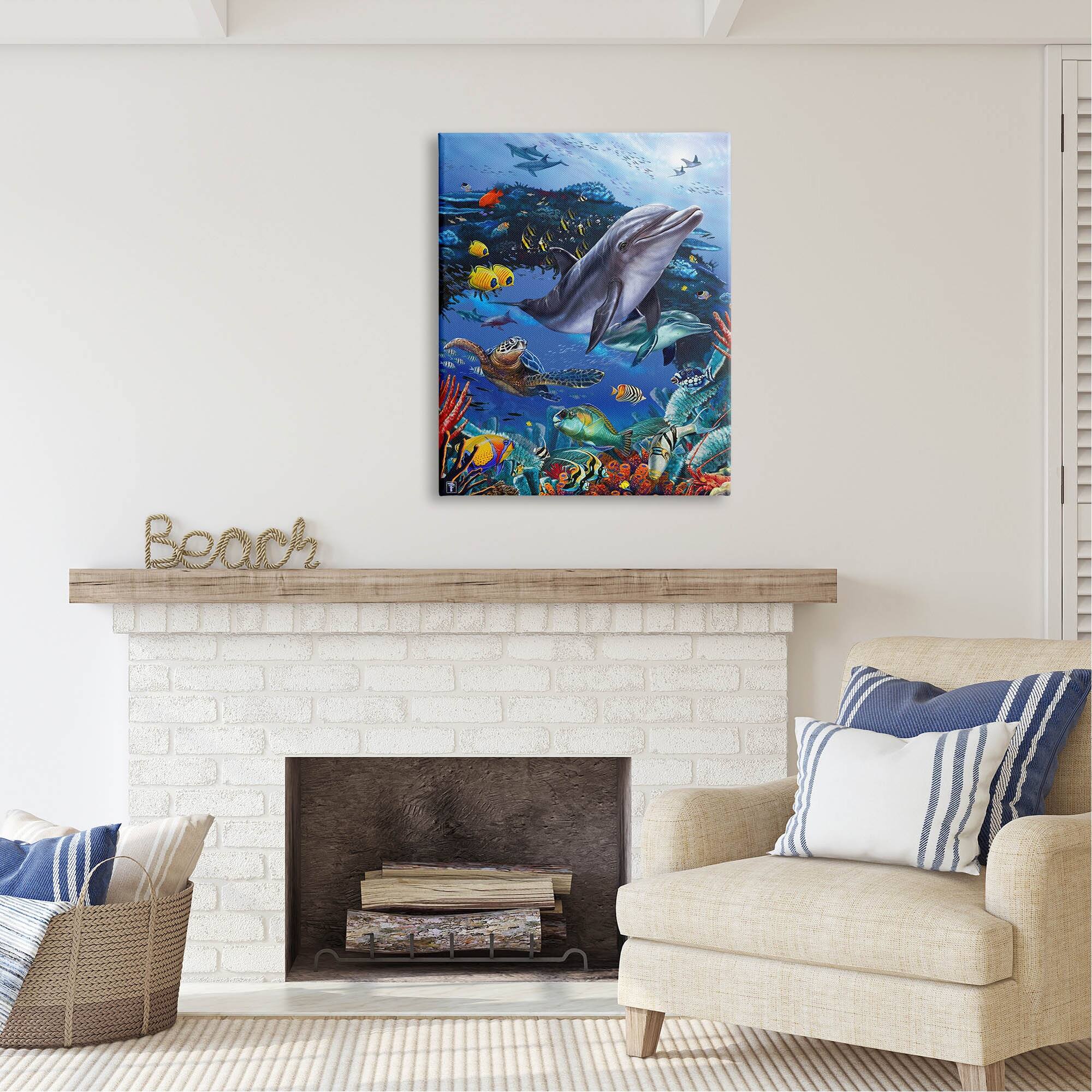 Stupell Industries Vivid Underwater Sea Life Canvas Wall Art by