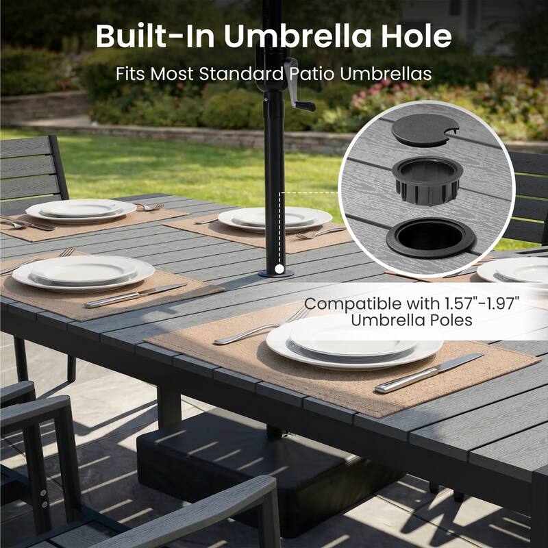 7/9/11-Piece Outdoor Dining Set Patio Aluminum Dining Table and Adjustable Folding Chairs