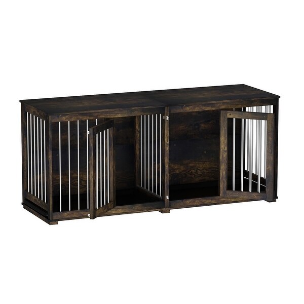70'' W Dog Crate Furniture, Dog Kennel Furniture with Divider