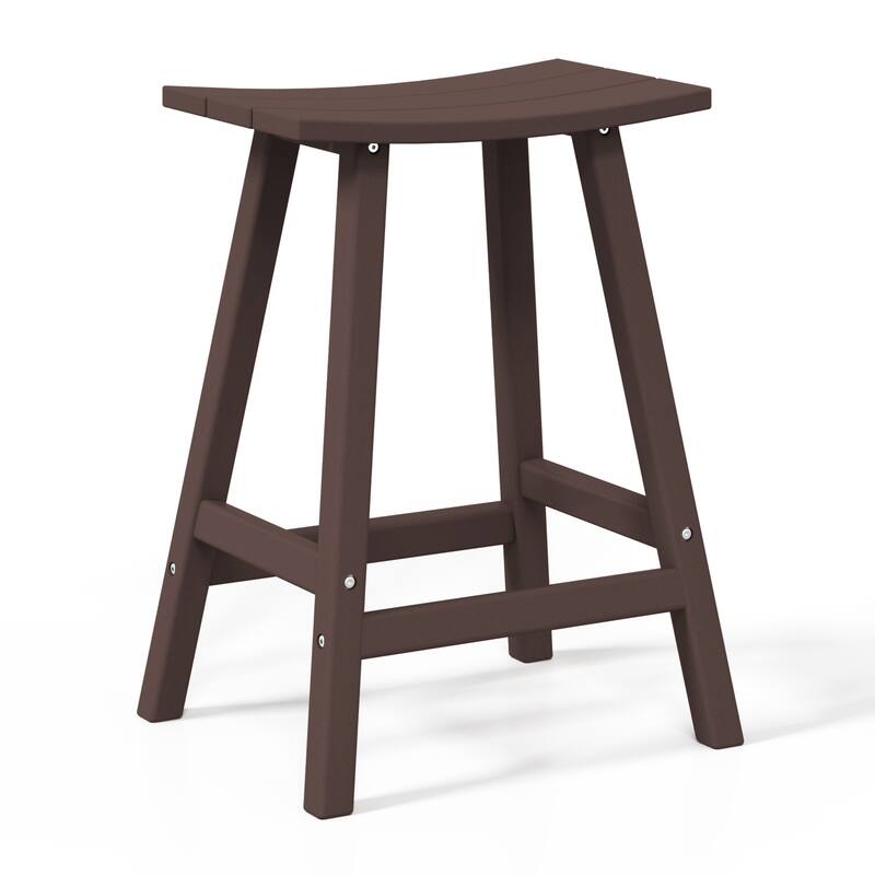 Laguna Hdpe All Weather Outdoor Patio 24" Saddle Seat Counter Stool (Set Of 2)