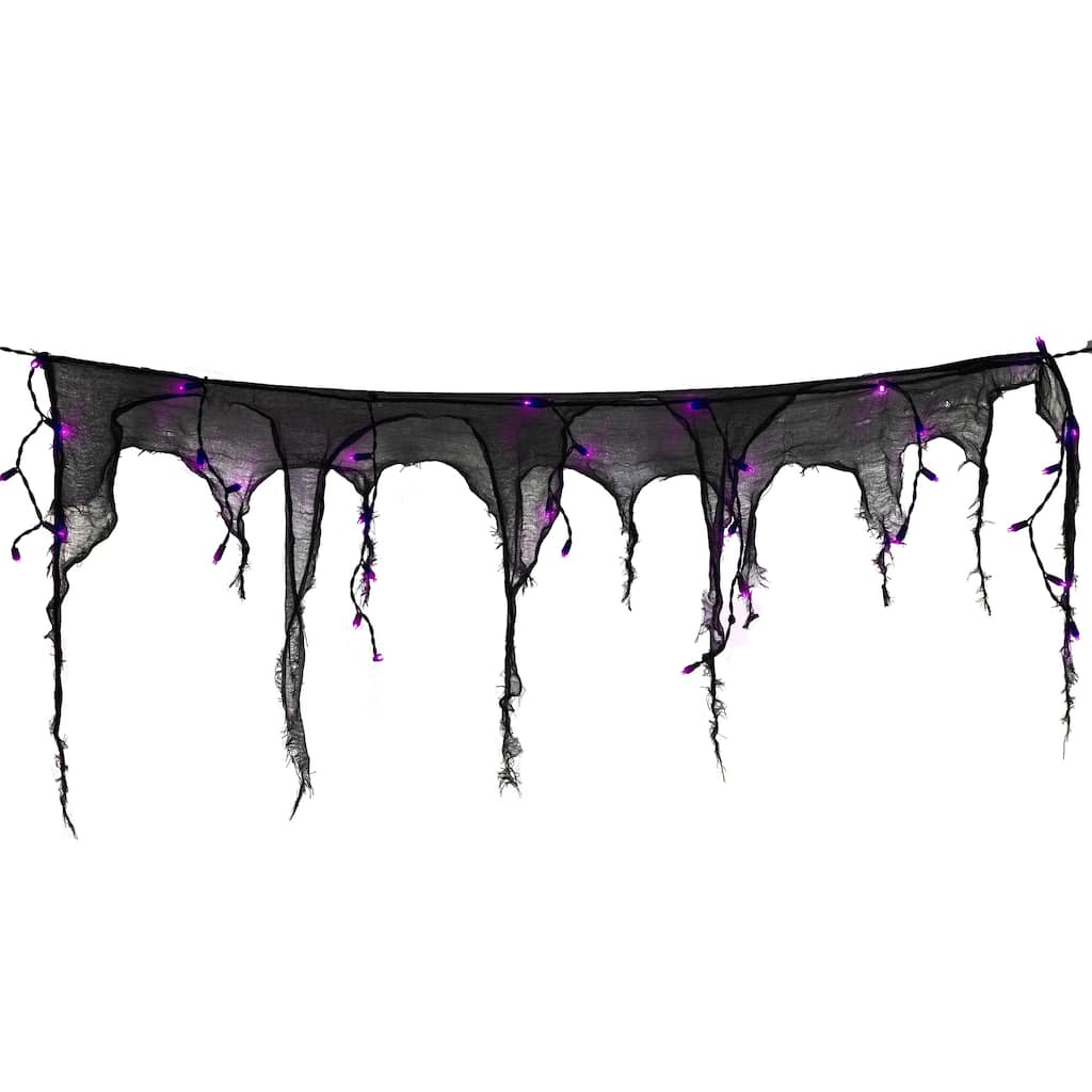 Lighted LED Halloween Gauze Drape Lights - 4' x 2' - Purple