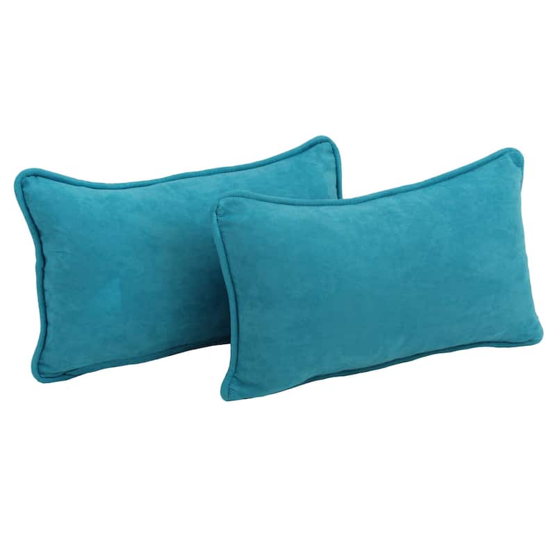 20-inch by 12-inch Microsuede Lumbar Throw Pillows (Set of 2) - Aqua Blue