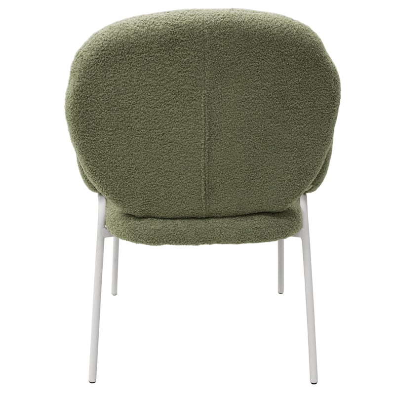 Celestial Boucle Dining Chairs in White Iron Legs by LeisureMod