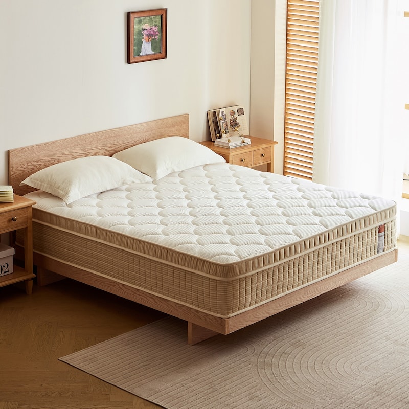 Mattress 14 Inch Hybrid Pillow Top Gel Memory Foam Medium Firm Motion Isolation Edge Support Fiberglass-Free