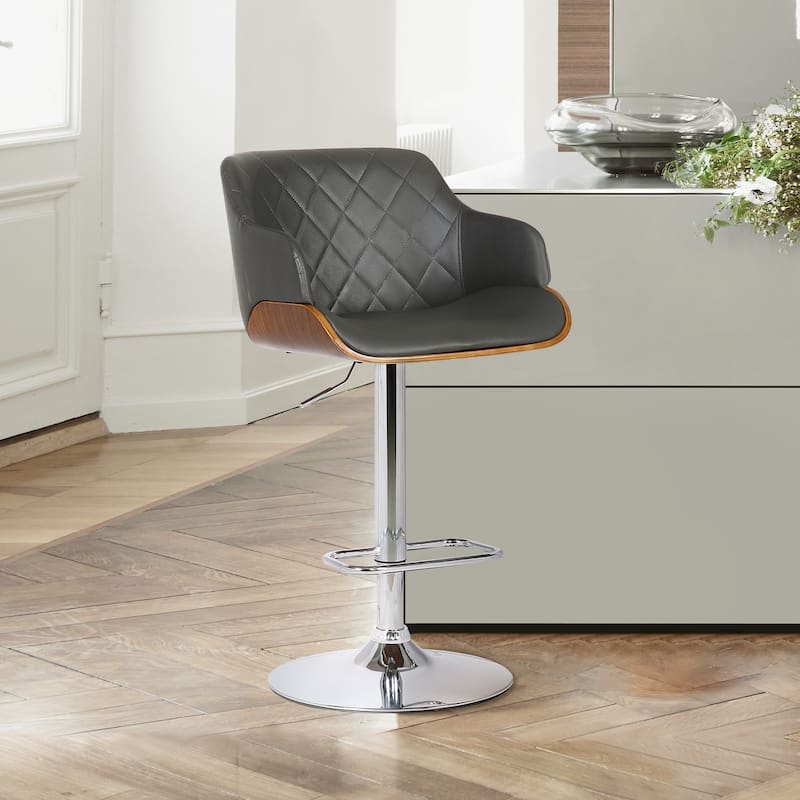 Randy Contemporary Adjustable Barstool - Grey Walnut