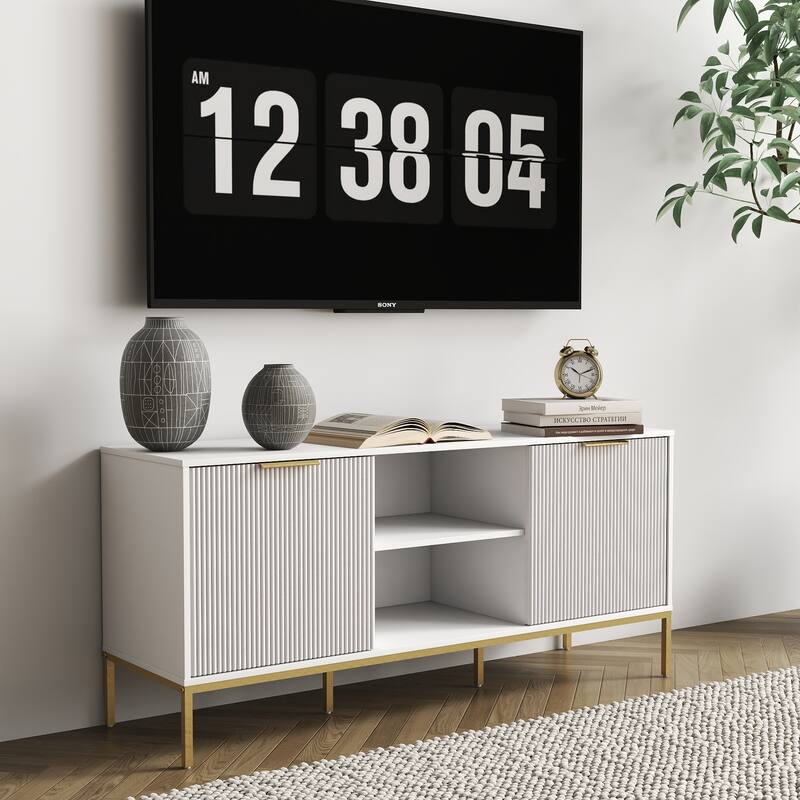 Modern TV Stand with Open Shelf & Adjustable Shelf