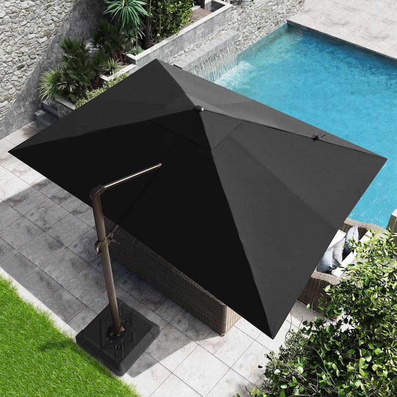 10 x 13 FT Outdoor Shade Canopy Patio Cantilever Offset Umbrella with Base