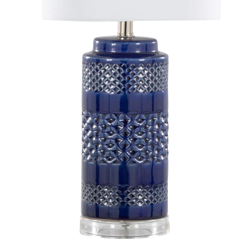 Casa 21" Ceramic Table Lamp w/ Cylindrical Base & Linen Shade (Set of 2)
