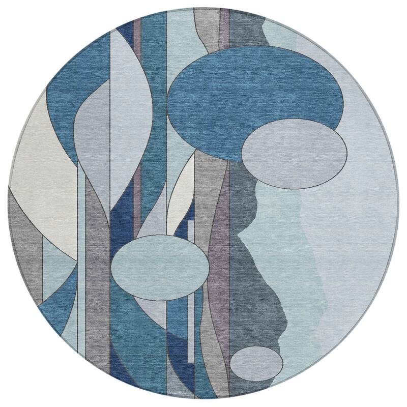 Machine Washable Indoor/ Outdoor Contemporary Retro Chantille Rug
