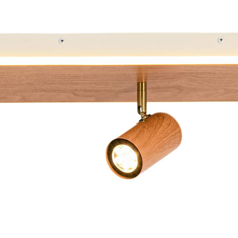 Farmhouse Wood LED Oval Linear Adjustable Spotlight Flush Mount