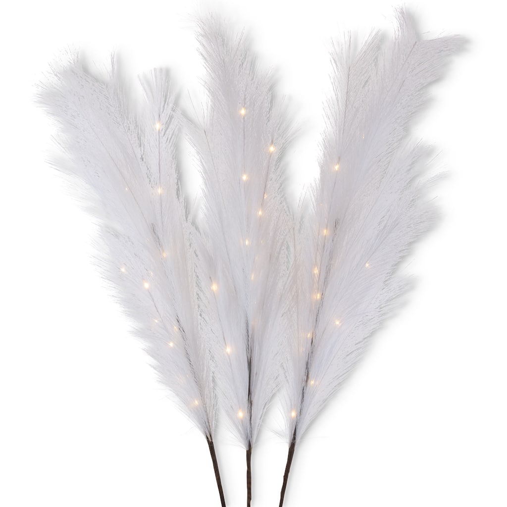 43.3 in H White Lighted Pampas Grass Branch