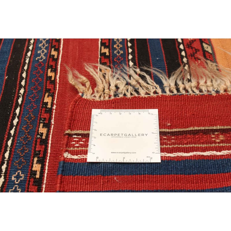 ECARPETGALLERY Flat-Weave Boho Multi Color Wool Kilim - 4'2 x 9'6