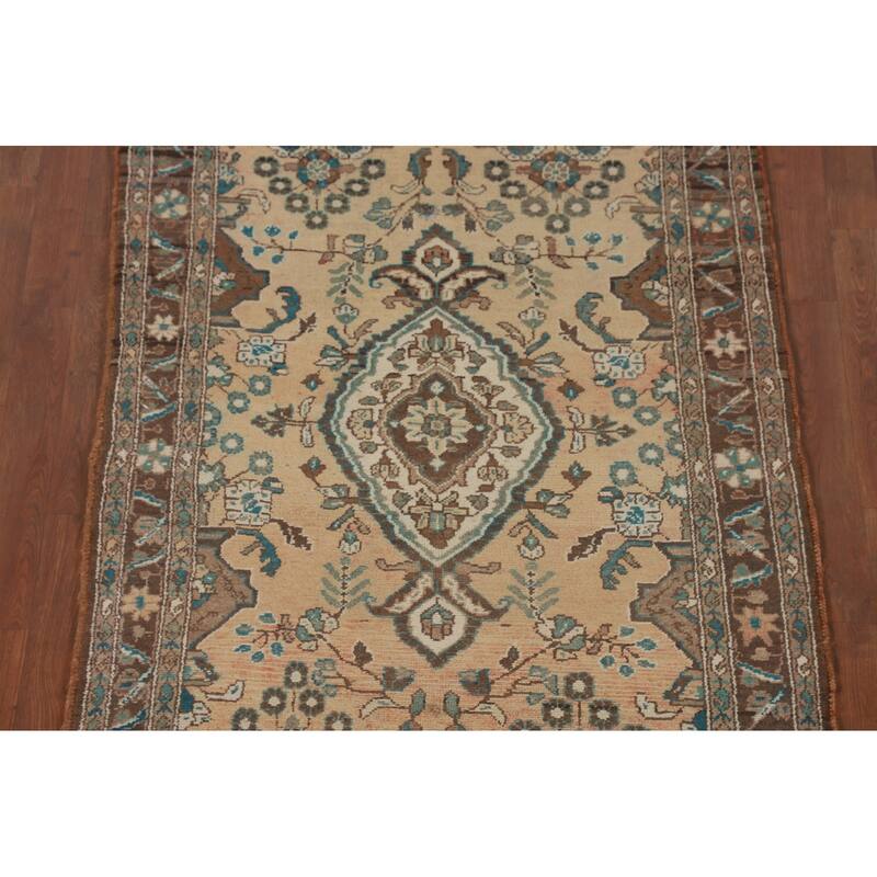 Lilian Persian Vintage Runner Rug Handmade Wool Carpet - 3'8"x 9'7"