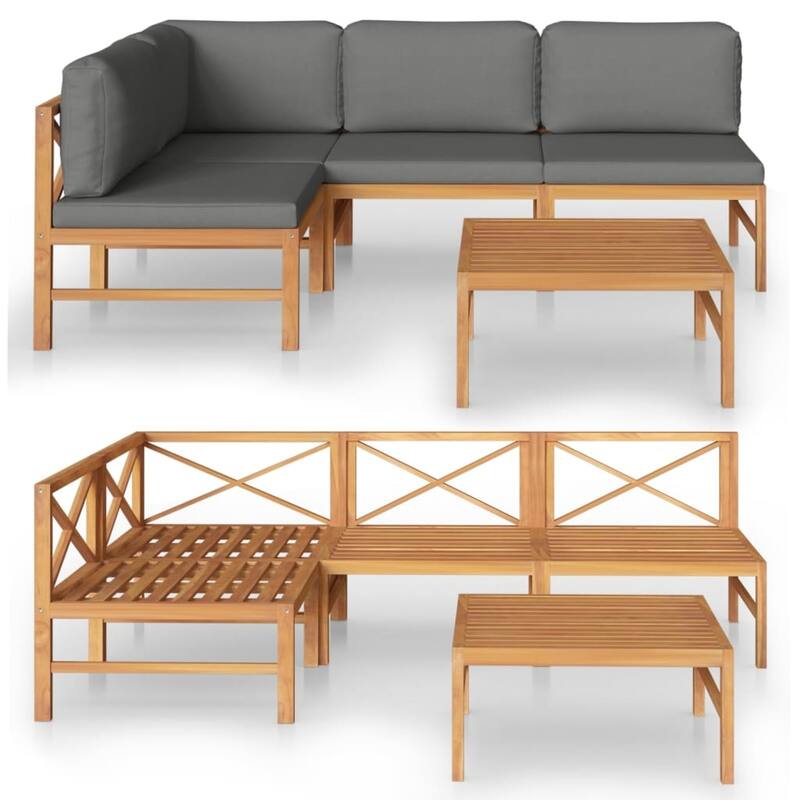 vidaXL Garden Lounge Set Patio Sectional Sofa with Cushions Poly Rattan Brown - 26" x 26" x 23.6"
