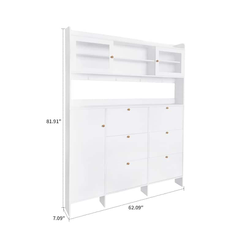 Classic Multifunctional Freestanding Tall Shoe Storage Cabinet