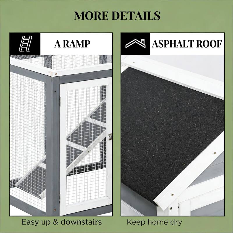 Spacious Pet House,Weatherproof Wooden Rabbit Hutch