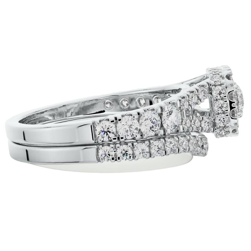 VS 1 1/4Ct Lab Grown Diamond Engagement Wedding Ring Set in White or Yellow Gold