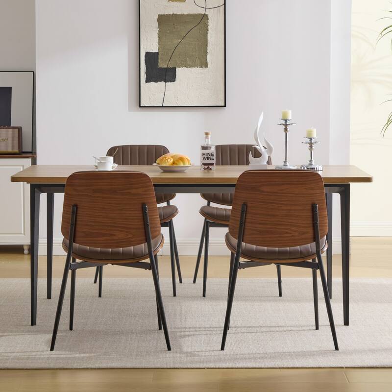 Roomfitters Upholstered Dining Chairs Set of 2 with Bentwood Back and Metal Legs, Mid-Century Modern Side Chairs