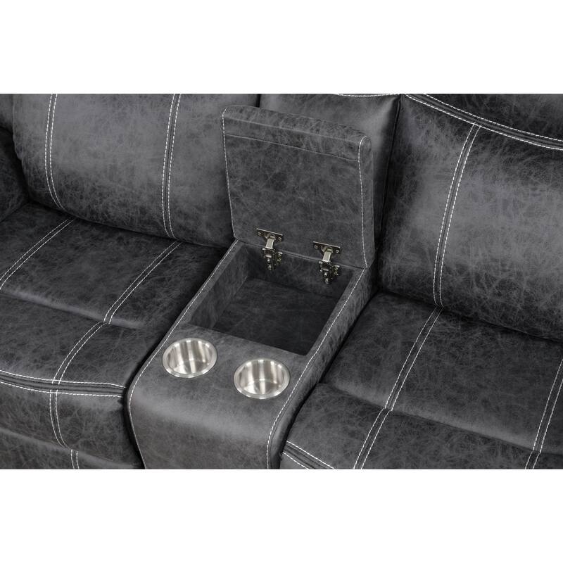 Dark Gray Polish Microfiber Power Motion Loveseat W/Usb