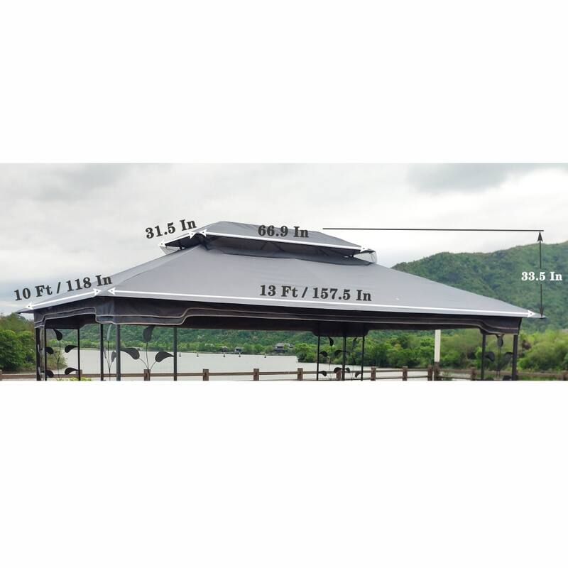 13x10Ft Outdoor Patio Gazebo Replacement Double Canopy Top Cover Only