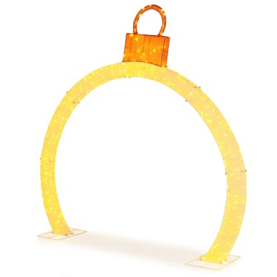 Gymax 10.5 ft Christmas Pre-Lit Arch w/ Gold Ornament Cap 300 Warm - 7476748690132