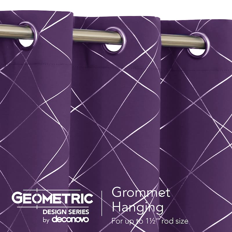 Deconovo Silver 42 Inch Geometric Curtain Panel Pair(2 Panel)