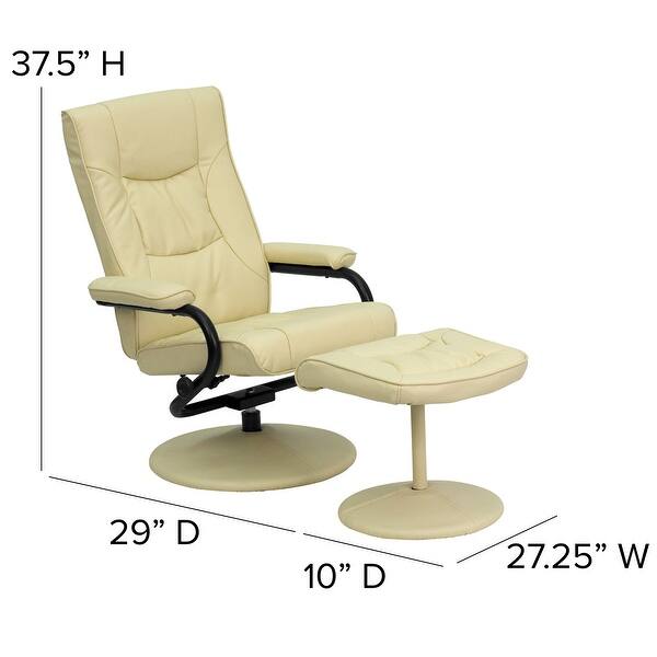 dimension image slide 1 of 5, Contemporary Multi-Position Recliner and Ottoman with Wrapped Base