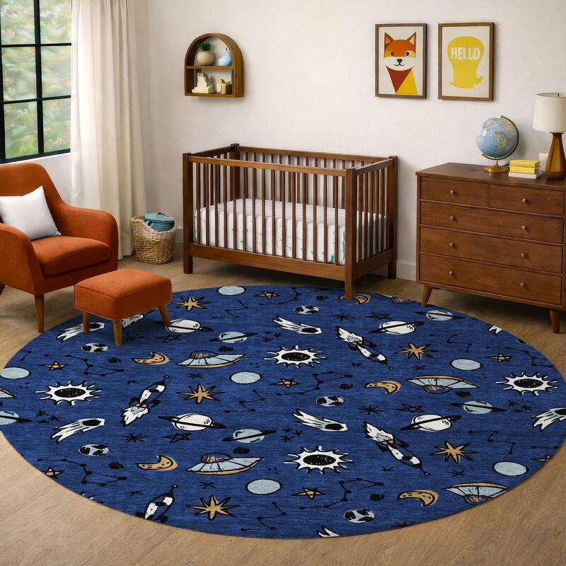 Machine Washable Indoor/ Outdoor Spaceship Chantille Rug