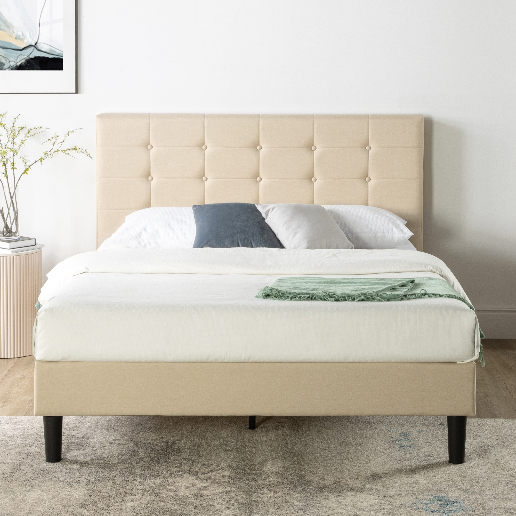 Zinus upholstered deals platform bed full
