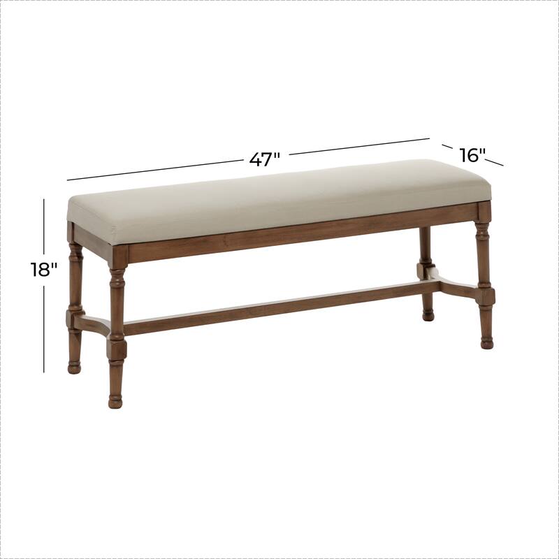 Wood Bench with Burlap Seat - Gray or Brown - Roche River Decor