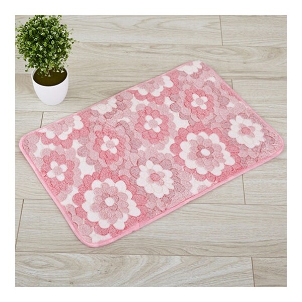 Thick Coral Fleece Ground Floor Foot Door Mat - Pink
