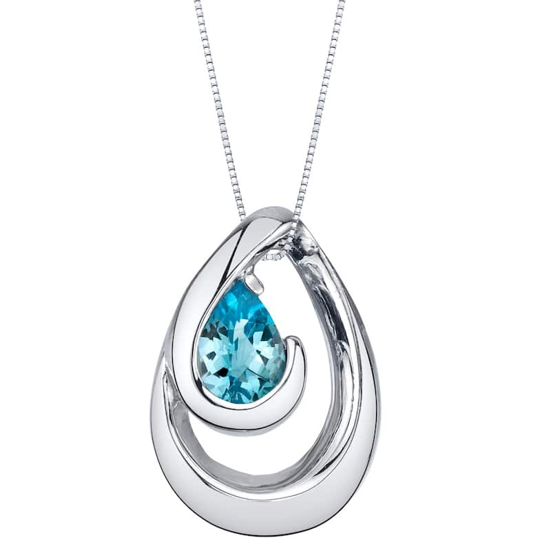 0.75 ct Swiss Blue Topaz Pendant in Sterling Silver