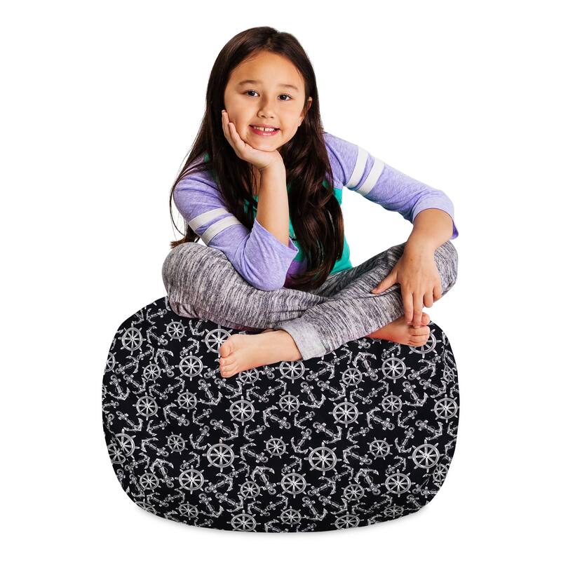 Kids Bean Bag Chair Cover Stuffed Animal Storage or Toy Organizer