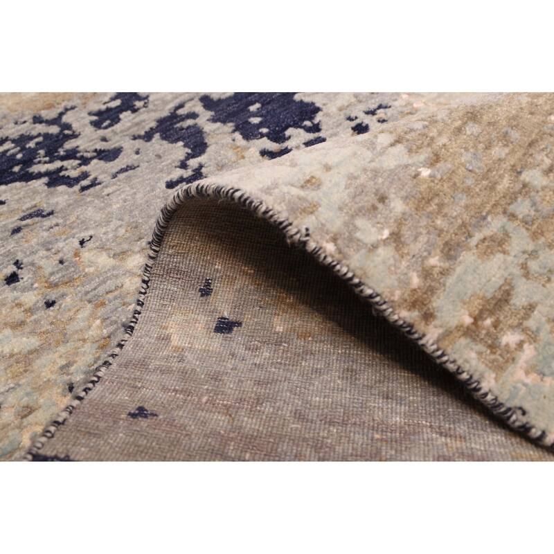 ECARPETGALLERY Hand-knotted Legacy Light Blue Silk, Wool Rug - 2'6 x 10'0