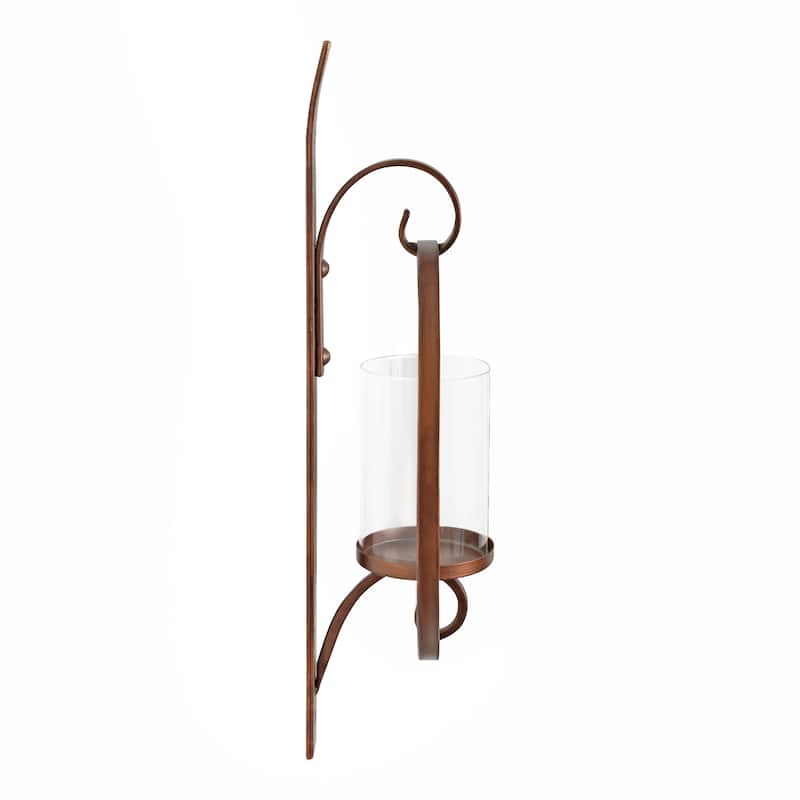 Kate and Laurel Doria Round Glass and Metal Wall Sconce - 12x22