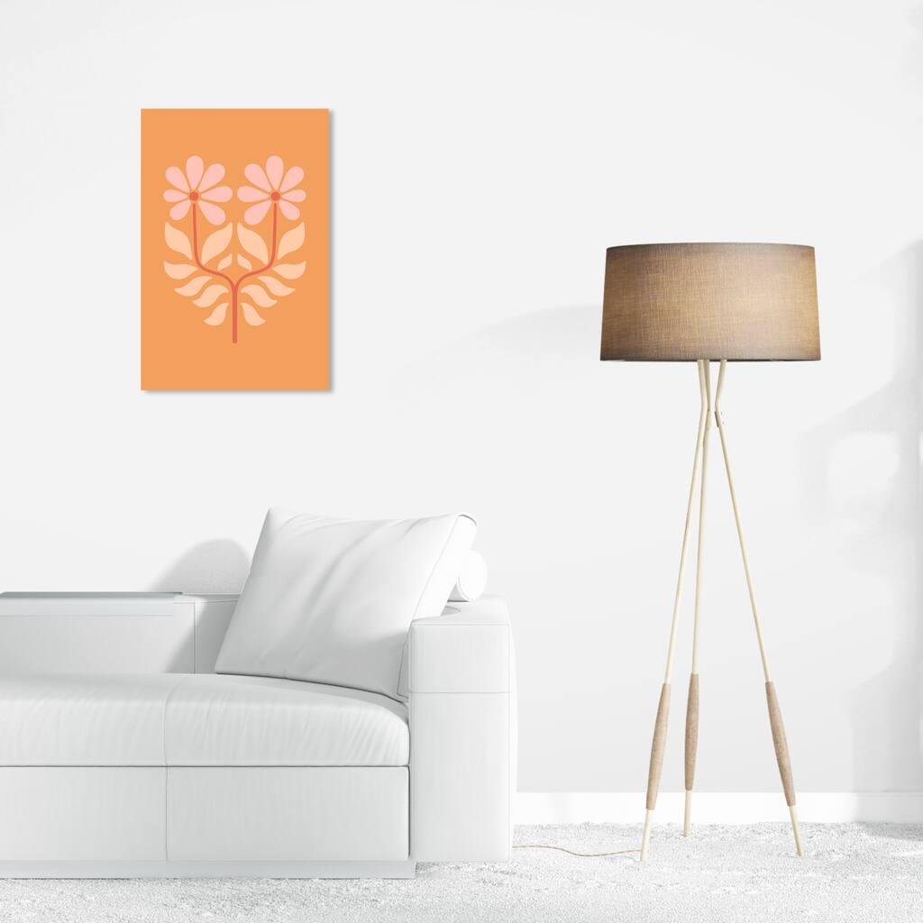 Wynwood Studio Canvas Floral and Botanical Sweet Face Floral Orange Modern & Contemporary Wall Art Canvas Print